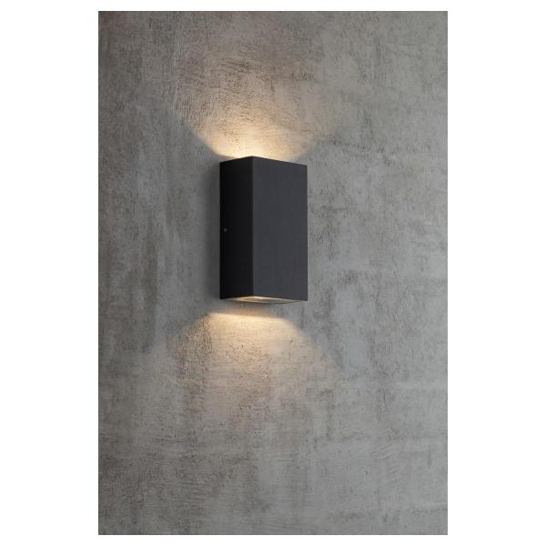 Nordlux Rold Flat Wandleuchte, 2x5 Watt, 350lm, 3000K, IP54, schwarz (84151003)