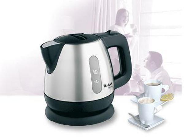 Tefal BI8125 Mini/Aprecia Wasserkocher, 2200 W, 0,8l, Anti-Kalk-Filter, edelstahl/schwarz