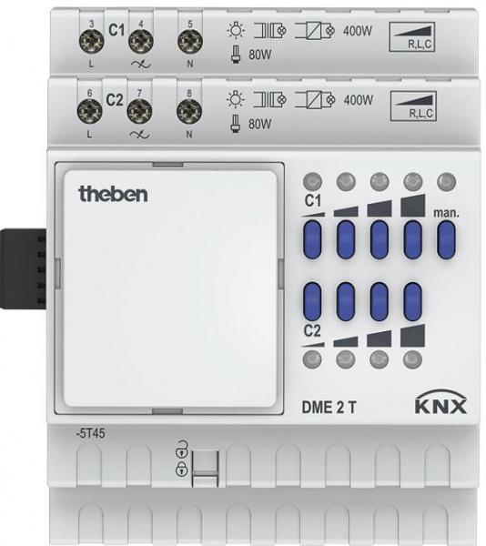 ARDEBO.de Theben DME 2 T KNX 2-fach Universaldimmaktor MIX2, 400 Watt, IP 20 (4930275)