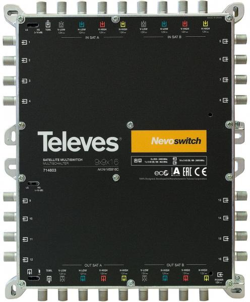 ARDEBO.de Televes MS916C NevoSwitch Multischalter, 9 Eingänge, 16 Ausgänge (714603)