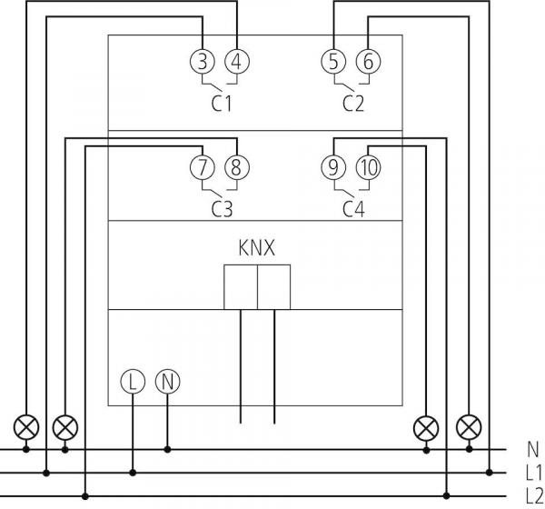 Theben RM 4 I KNX 4-fach C-Last Schaltaktor, FIX1, mit Stromerkennung, Schließer (4940210)