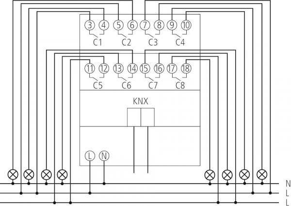 Theben RM 8 S KNX 8-fach Schaltaktor, FIX1, 2000 Watt (4940220)