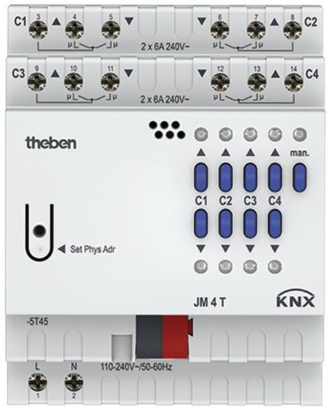 ARDEBO.de Theben JM 4 T KNX 4-fach Jalousieaktor, FIX1, Schließer, 6A (4940250)