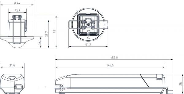 Theben thePiccola S360-100 DE WH Passiv-Infrarot-Bewegungsmelder, 5 - 1000 lx, 2000 Watt, weiß (1060200)