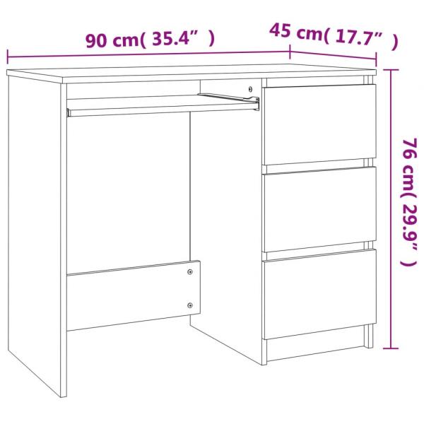 Schreibtisch Braun Eichen-Optik 90x45x76 cm Holzwerkstoff