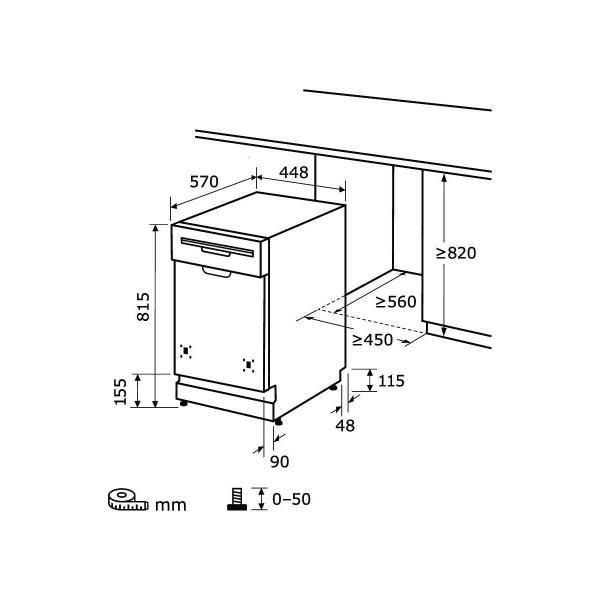 Exquisit EGSP9410-EB-030D Teilintegrierter Geschirrspüler, 45 cm breit, 10 Maßgedecke, 6 Programme, Auto Door Open, EcoProgramm