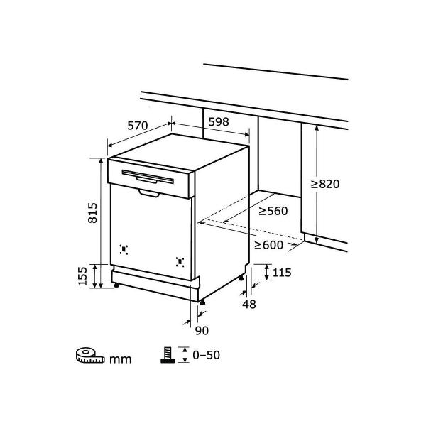 Exquisit EGSP9414-EB-030D Teilintegrierter Geschirrspüler, 60 cm breit, 14 Maßgedecke, Aquastopp, 6 Programme, Auto Door Open, Edelstahl