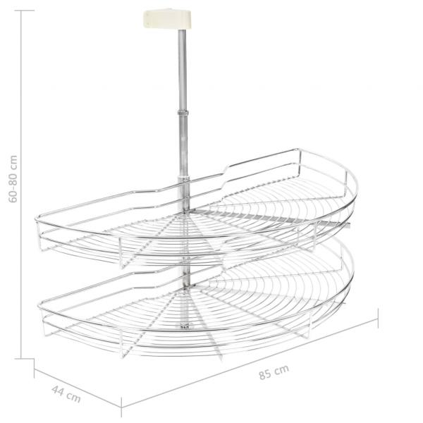 2-stufiger Küchen-Drahtkorb Silbern 180 Grad 85x44x80 cm