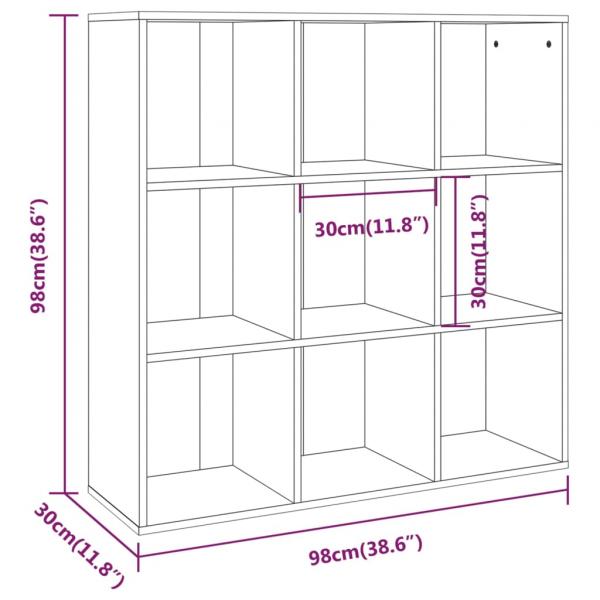 Bücherschrank Grau Sonoma-Eiche 98x29x97,5 cm