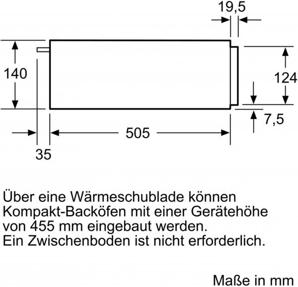 Siemens BI510CNR0 iQ500 Wärmeschublade, 14 cm hoch, 23l, lightControl, Edelstahl/schwarz