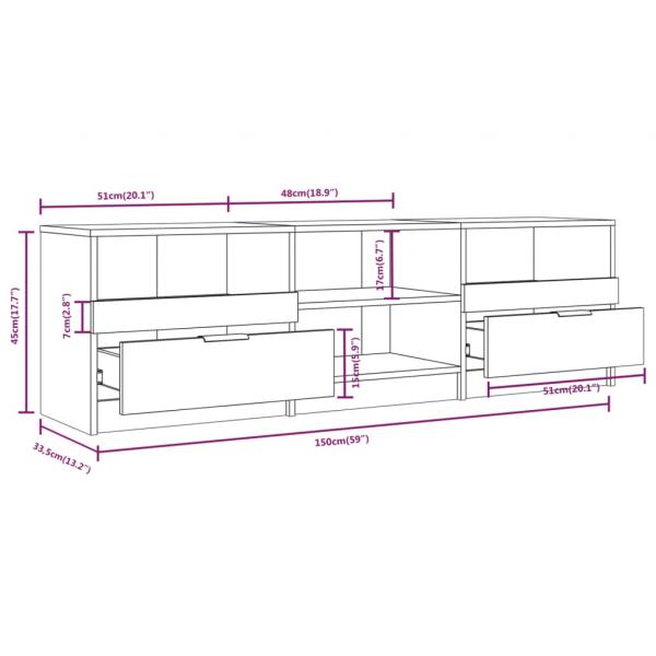 TV-Schrank Weiß 150x33,5x45 cm Holzwerkstoff