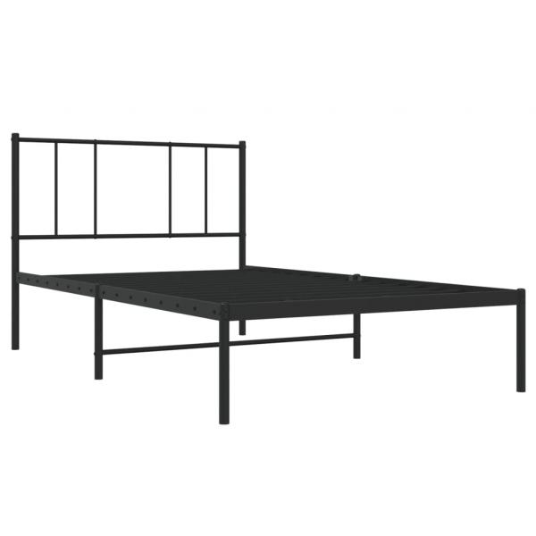 Bettgestell mit Kopfteil Metall Schwarz 75x190 cm