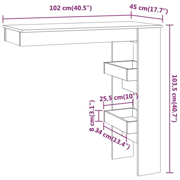 Wand-Bartisch Schwarz 102x45x103,5 cm Holzwerkstoff