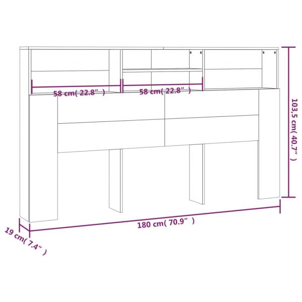 Bett-Kopfteil mit Ablagen Sonoma-Eiche 180x19x103,5 cm