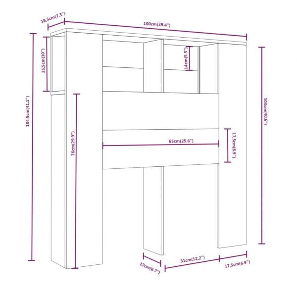 Kopfteil mit Ablagen Sonoma-Eiche 100x18,5x104,5 cm