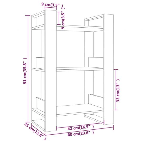 Bücherregal/Raumteiler Honigbraun 60x35x91 cm Massivholz