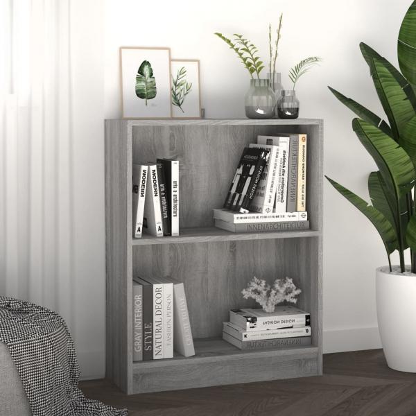 ARDEBO.de - Bücherregal Grau Sonoma 60x24x76 cm Holzwerkstoff