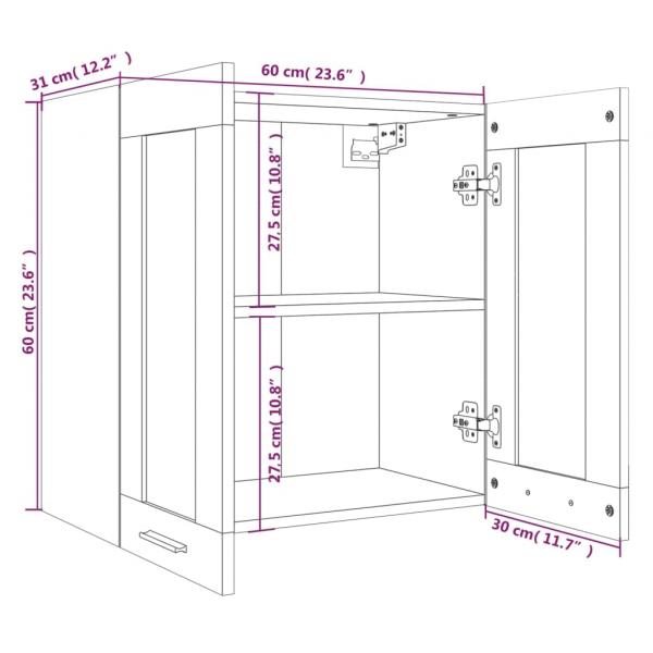 Hängeschrank Glas Räuchereiche 60x31x60 cm Holzwerkstoff