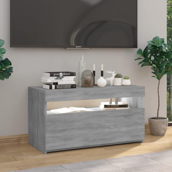 TV-Schrank mit LED-Leuchten Grau Sonoma 75x35x40 cm