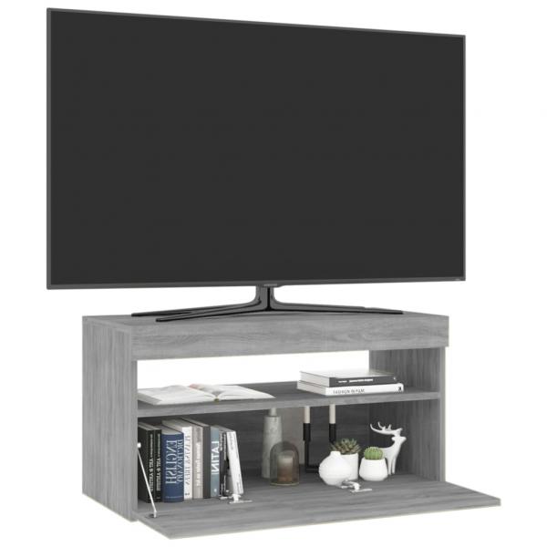 TV-Schrank mit LED-Leuchten Grau Sonoma 75x35x40 cm