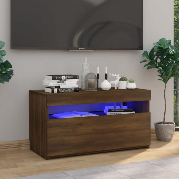 ARDEBO.de - TV-Schrank mit LED-Leuchten Braun Eichen-Optik 75x35x40 cm