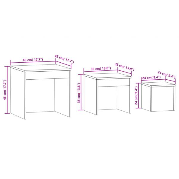 Satztische 3 Stk. Räuchereiche Holzwerkstoff