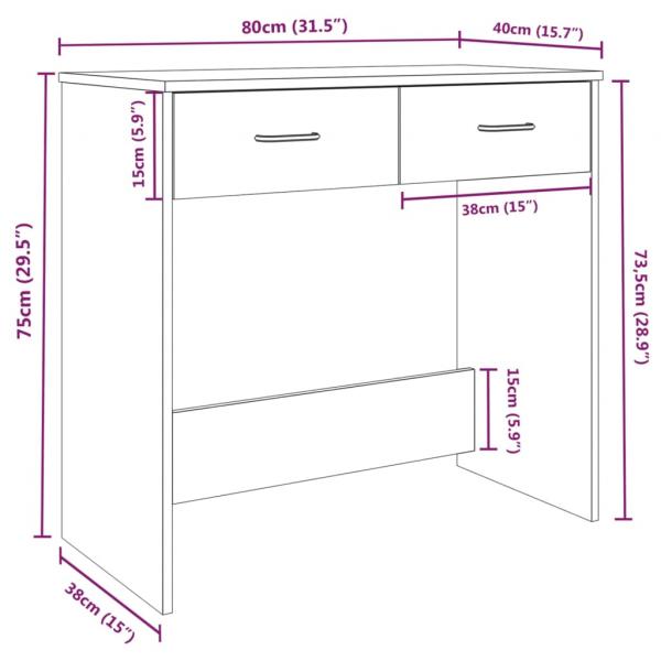 Schreibtisch Räuchereiche 80x40x75 cm Holzwerkstoff