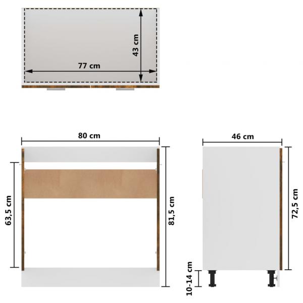 Spülenunterschrank Räuchereiche 80x46x81,5 cm Holzwerkstoff