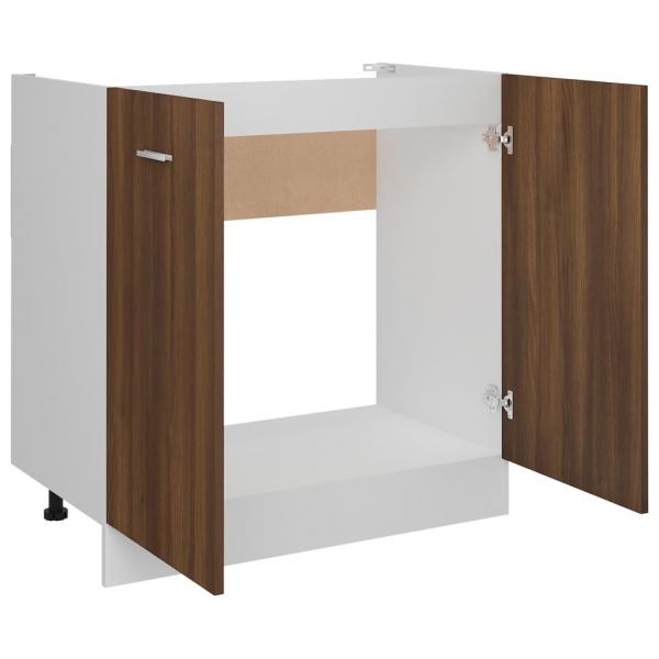 Spülenunterschrank Braun Eiche-Optik 80x46x81,5cm Holzwerkstoff