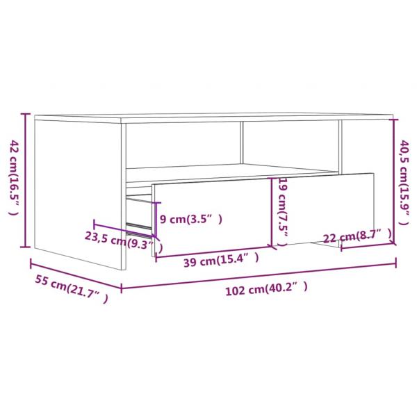 Couchtisch Grau Sonoma 102x55x42 cm Holzwerkstoff