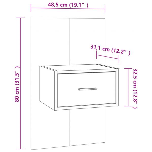 Wand-Nachttische 2 Stk. Grau Sonoma