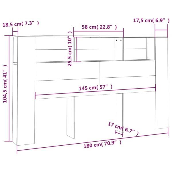 Kopfteil mit Ablagen Braun Eichen-Optik 180x18,5x104,5 cm