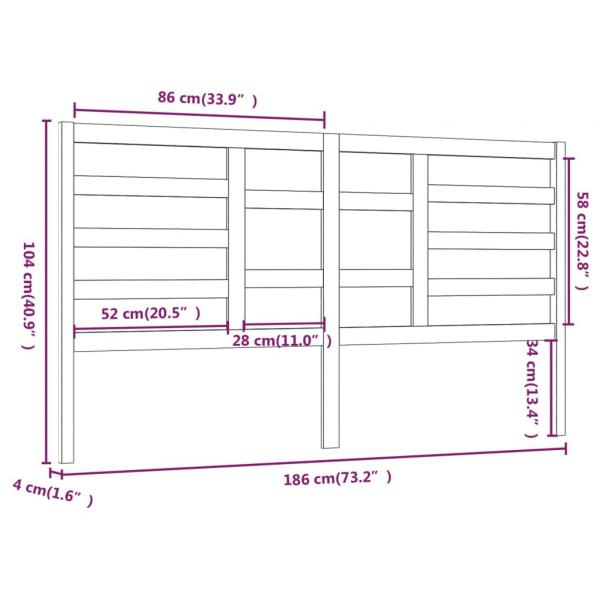 Bett-Kopfteil Schwarz 156x4x104 cm Massivholz Kiefer