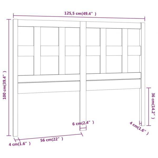 Kopfteil Grau 125,5x4x100 cm Massivholz Kiefer