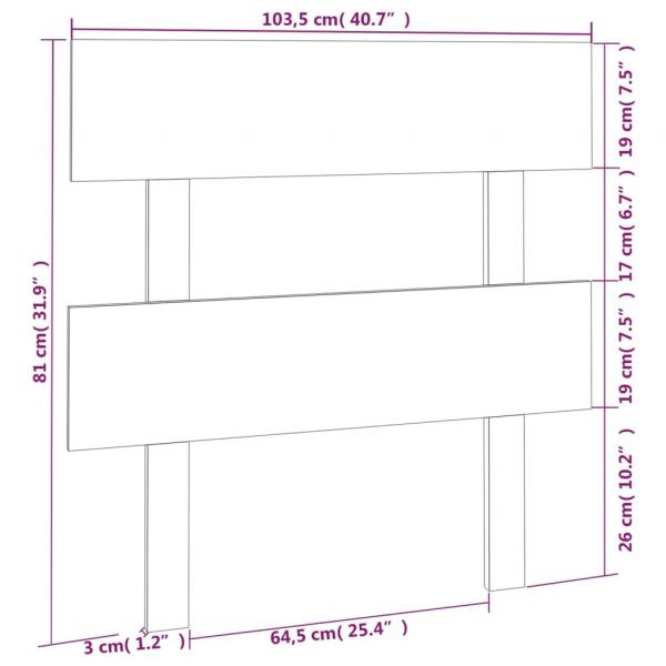 Kopfteil Schwarz 103,5x3x81 cm Massivholz Kiefer