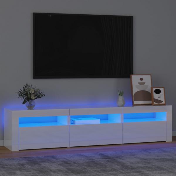 ARDEBO.de - TV-Schrank mit LED-Leuchten Hochglanz-Weiß 180x35x40 cm