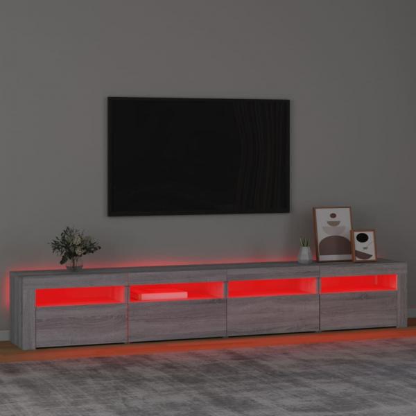 TV-Schrank mit LED-Leuchten Grau Sonoma 240x35x40 cm