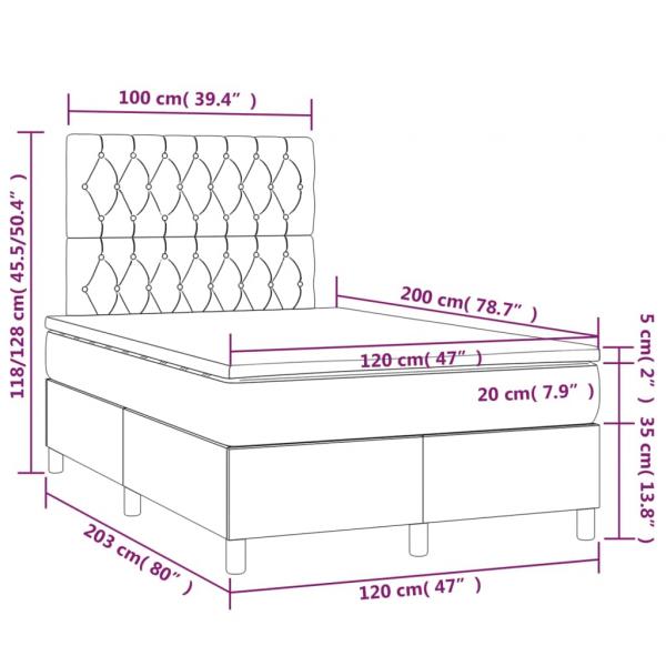 Boxspringbett mit Matratze Dunkelblau 120x200 cm Samt