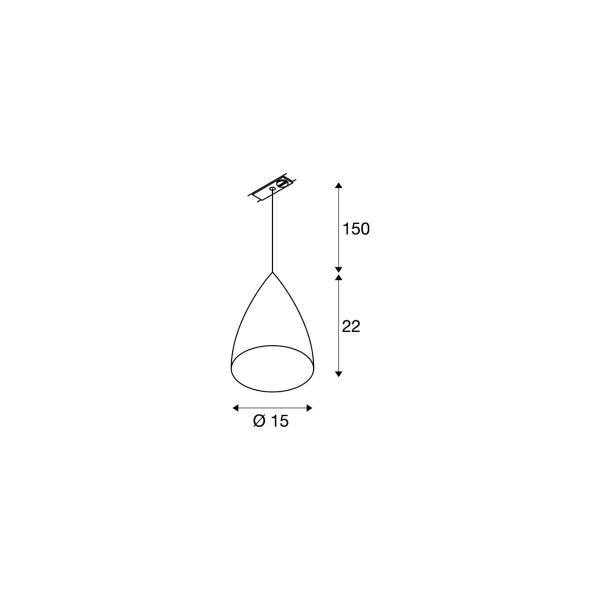 SLV TONGA 4 Pendelleuchte für Hochvolt 1Phasen-Stromschiene, Keramikschirm weiß, max. 60W, inkl. 1Phasen-Adapter (143594)