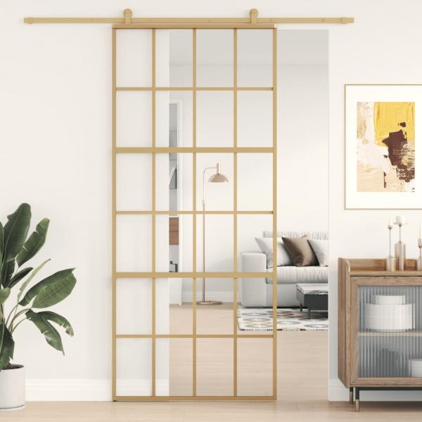 ARDEBO.de - Schiebetür Golden 90x205 cm ESG-Klarglas und Aluminium