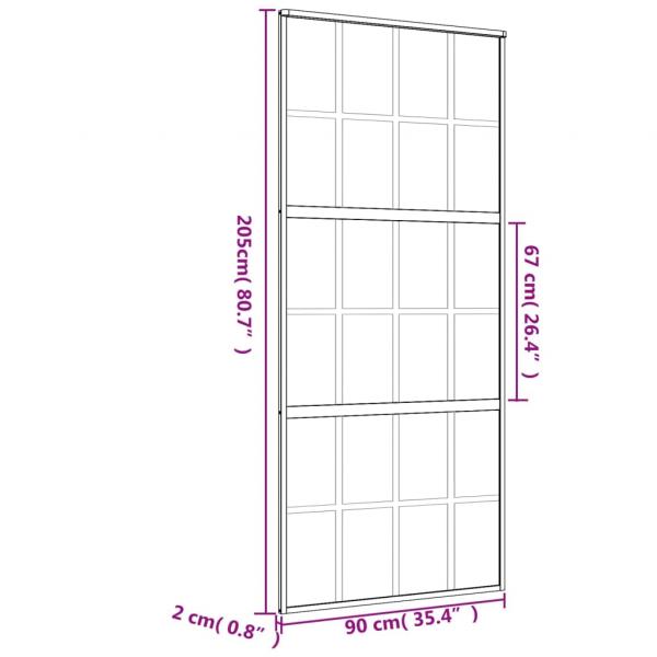 Schiebetür Golden 90x205 cm ESG-Klarglas und Aluminium