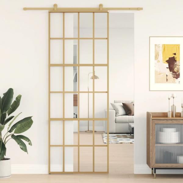 ARDEBO.de - Schiebetür Golden 76x205 cm ESG-Klarglas und Aluminium