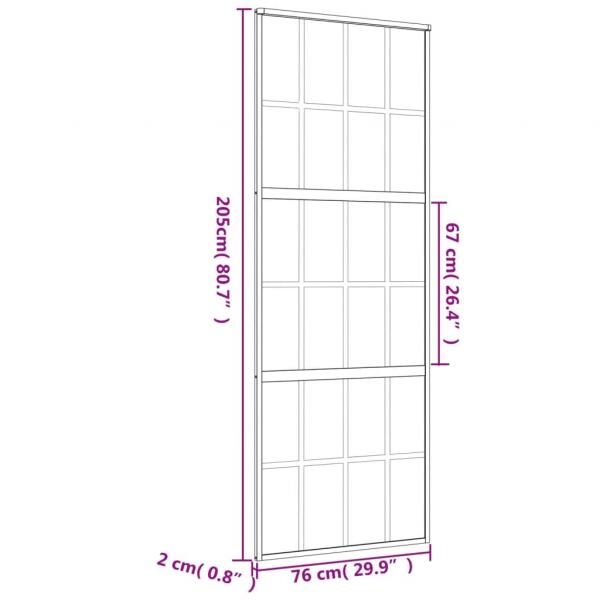 Schiebetür Golden 76x205 cm ESG-Klarglas und Aluminium