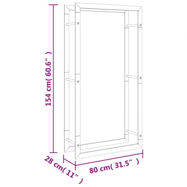 Brennholzregal 80x28x154 cm Edelstahl