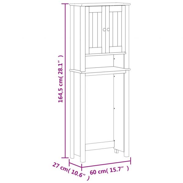 Toilettenschrank BERG Schwarz 60x27x164,5 cm Massivholz