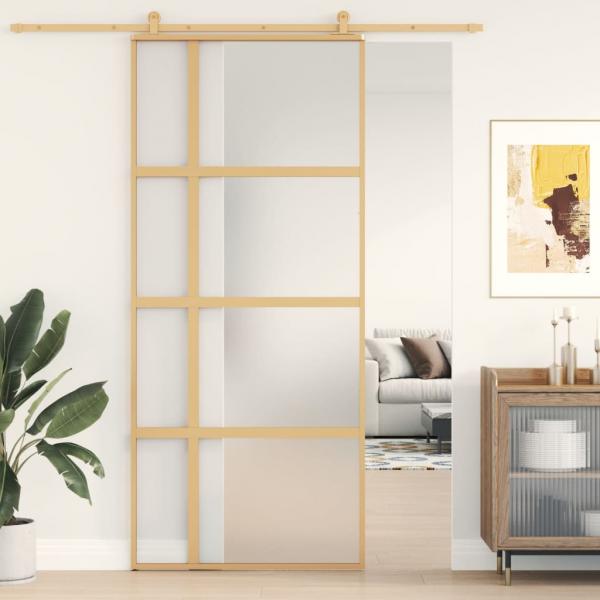 ARDEBO.de - Schiebetür Golden 90x205 cm Matt ESG-Glas und Aluminium