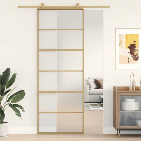 ARDEBO.de - Schiebetür Golden 76x205 cm Matt ESG-Glas und Aluminium