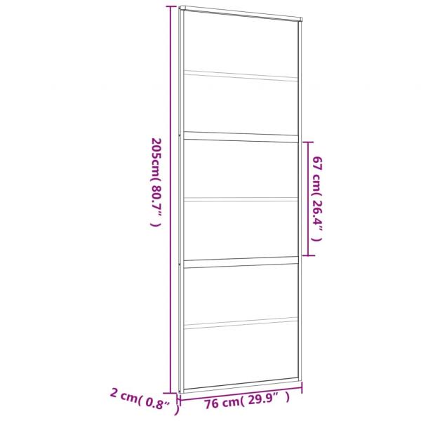 Schiebetür Golden 76x205 cm Matt ESG-Glas und Aluminium