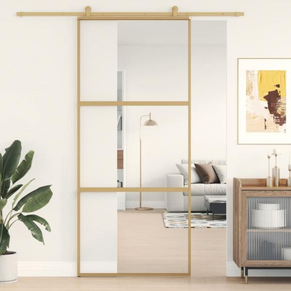 ARDEBO.de - Schiebetür Golden 90x205 cm ESG-Klarglas und Aluminium