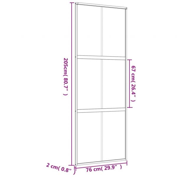 Schiebetür Golden 76x205 cm ESG-Klarglas und Aluminium